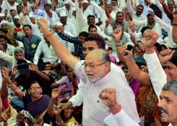 PM Modi’s brother Prahlad Modi protests with fair price shop dealers