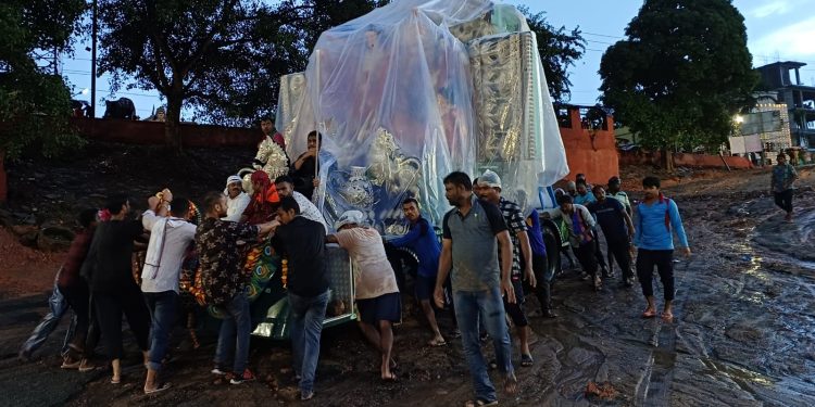 Durga immersion hit by heavy rains, postponed in Puri