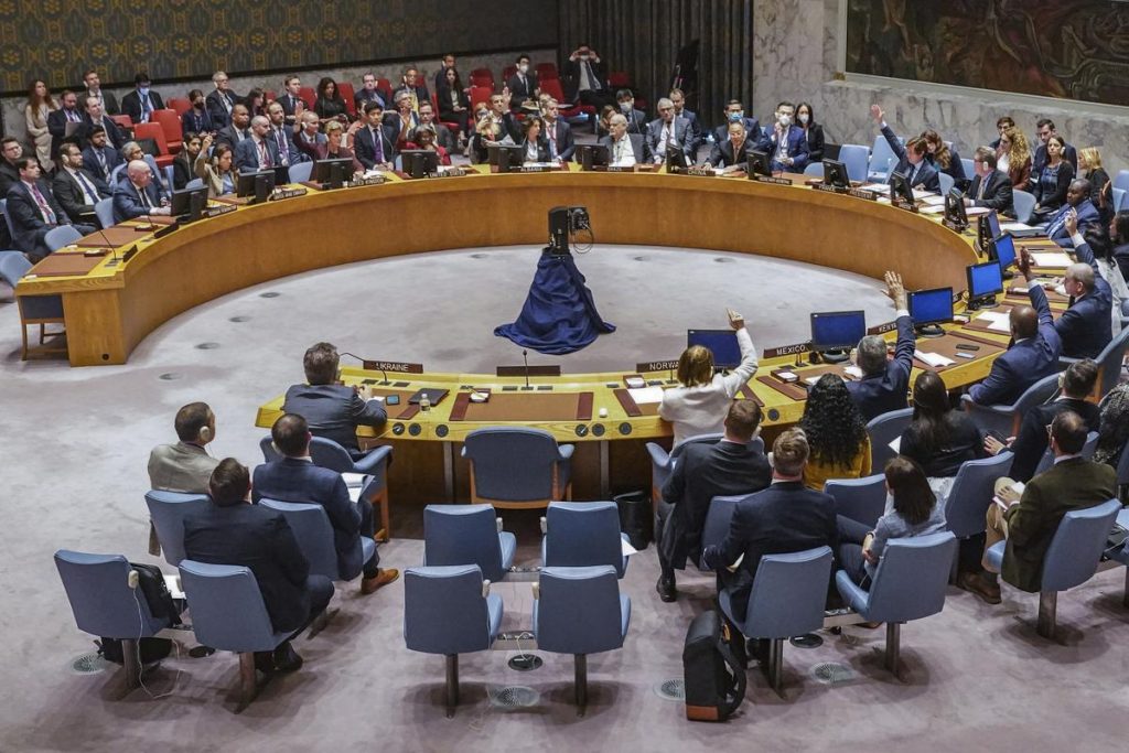United Nations Security Council vote on a draft resolution regarding Russia’s planned annexation of war occupied Ukraine territory September 30, 2022 at UN headquarters. (File: AP)