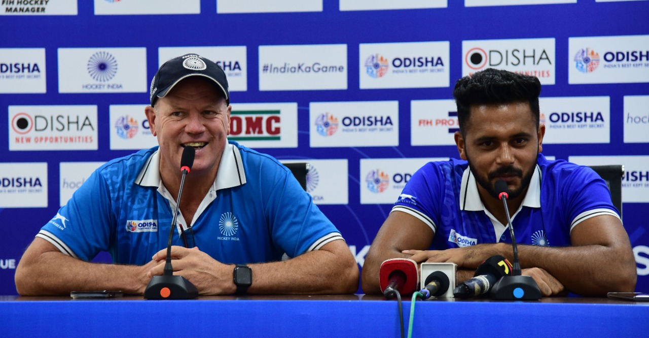 Pre match press conference FIH Pro League by Indian hockey team Coach and Caption at Kalinga stadium