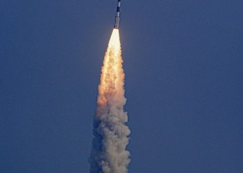 Sriharikota: PSLV-C54 carrying earth observation satellite along with eight other co-passenger satellites lifts off from the Satish Dhawan Space Centre in Sriharikota, Saturday, Nov. 26, 2022. (PTI Photo/R Senthilkumar)  (PTI11_26_2022_000098B)
