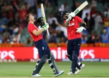 England crush India by 10 wickets, set up T20 World Cup final against Pakistan Adelaide: India suffered a 10-wicket drubbing at the hands of England in the second semifinal to end their campaign at the T20 World Cup on an embarrassing note here Thursday. England thus entered the final where they will take on Pakistan at the MCG Sunday. Put in to bat, India posted 168 for six after Virat Kohli's 40-ball 50 and Hardik Pandya's 33-ball 63. In reply, England made a mockery of the chase as they romped home with four overs to spare, with Alex Hales (86) and Jos Buttler (80) producing commanding fifties during their unbroken opening stand. While the Indian bowlers cut a sorry figure and stayed wicket-less, Chris Jordan returned with 3 for 43 for England. Brief Scores: India: 168 for 6 in 20 overs (Hardik Pandya 63, Virat Kohli 50; Chris Jordan 3/43, Adil Rashid 1/20). England: 170 for no loss in 16 overs (Alex Hales 86, Jos Buttler 80; Arshdeep Singh 15/0). PTI England, India, T20 World Cup