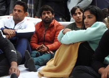 Wrestlers' Protest at Jantar Mantar again. IANS Pic