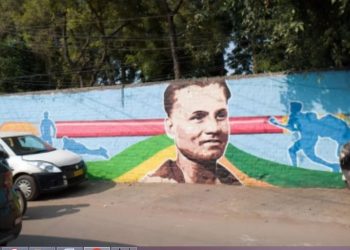 Bhubaneswar mural of hockey player Dhyan Chand