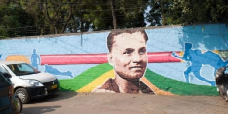 Bhubaneswar mural of hockey player Dhyan Chand