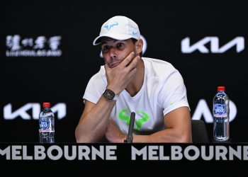 Rafael Nadal at post match press briefing. Image: WeAreTennisFR/Twitter