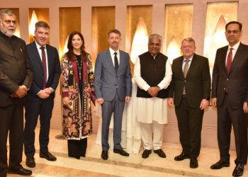 Bhupender Yadav at India-Denmark joint forum with Danish Crown Prince Frederik André Henrik Christian and Princess Mary Elizabeth (Image: byadavbjp/Twitter)