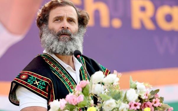 Rahul Gandhi addressing a rally in Meghalaya (Image: Twitter)