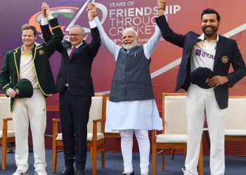 Rohit Sharma, Steve Smith receive special Test caps from PM Modi, PM Albanese (Image: drdwivedisatish/Twitter)