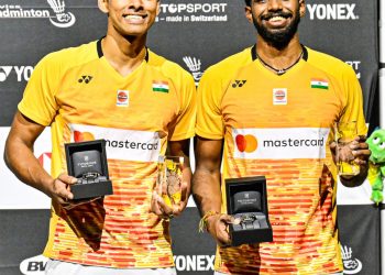Indian duo Satwiksairaj Rankireddy-Chirag Shetty wins Swiss Open 2023 title in the men's double category (Image: PTI)