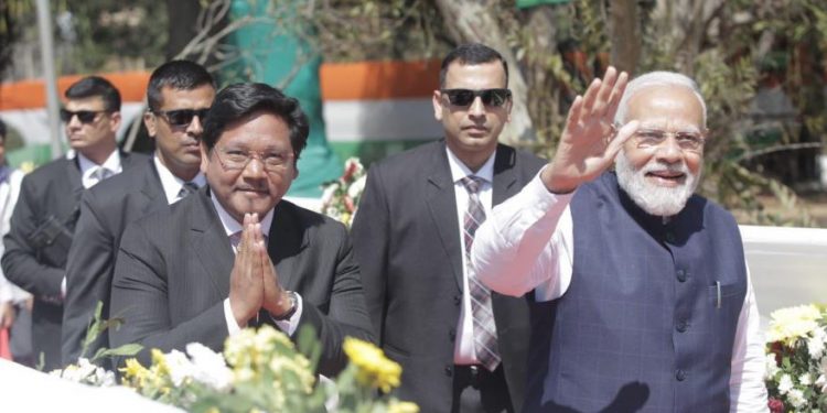 PM Modi attends swearing-in ceremony of Conrad Sangma as Chief Minister of Meghalaya (Image: SangmaConrad/Twitter)