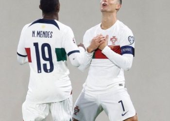 Cristiano Ronaldo with iconic celebration after scoring against Luxembourg in European Championship qualifiers (Image: TeamCRonaldo/Twitter)