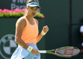 Emma Raducanu defeat Danka Kovinic in her round 1 match at Indian Wells (Image: The_LTA/Twitter)