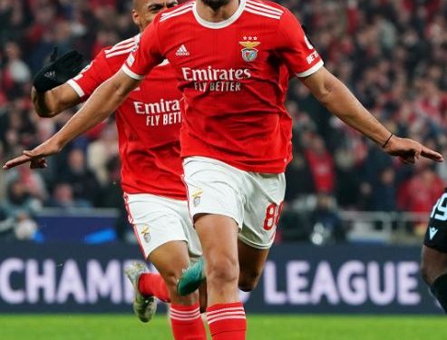 Gonçalo Ramos hits the score sheet as Benfica defeat Club Brugge in second leg of round-16 match of Champions League (Image: FIFAWorldCup/Twitter)