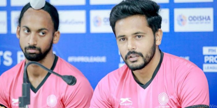 Indian skipper Harmanpreet Singh addressing press conference before FIH Men's Hockey Pro League clash against World Champions Germany (Image: Twitter)