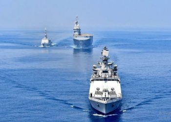 INS Sahyadri participates in maritime exercise with French Navy's FS Dixmude and FS La Fayette in Arabian Sea (Image: indiannavy/Twitter)