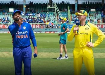 Rohit Sharma and Steve Smith during the toss of 3rd ODI in Chennai (Image: Twitter)