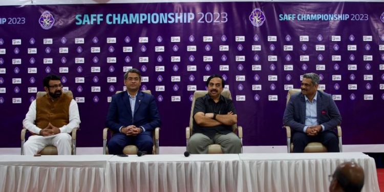 AIFF president Kalyan Chaubey announces that India is going to host the SAFF Championships 2023 (Image: kalyanchaubey/Twitter)