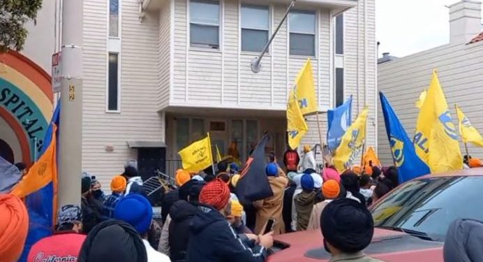 Pro-Khalistan protestors attacked Indian Consulate in San Francisco (Image: Twitter)