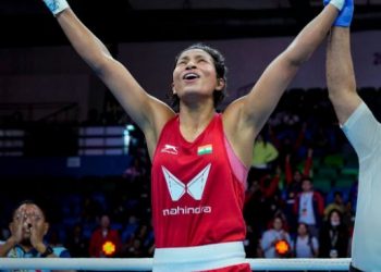 Olympic Bronze medalist Lovlina Borgohain wins her maiden world title at the IBA Women's World Boxing Championships 2023 (Image: Twitter)