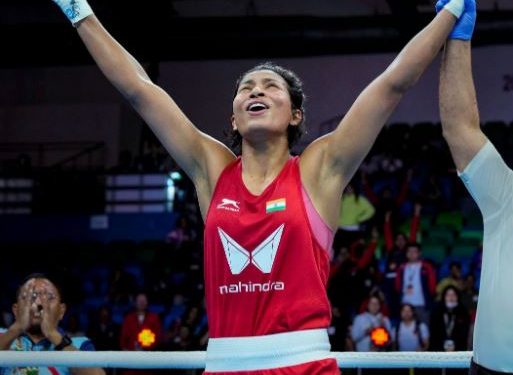 Olympic Bronze medalist Lovlina Borgohain wins her maiden world title at the IBA Women's World Boxing Championships 2023 (Image: Twitter)