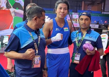 India's star pugilist Lovlina Borgohain sails into the quarterfinals of Women's World Boxing Championship 2023 (Image: ddsportschannel/Twitter)