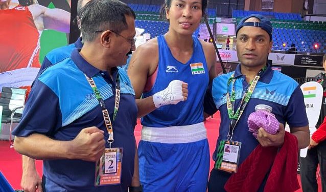 India's star pugilist Lovlina Borgohain sails into the quarterfinals of Women's World Boxing Championship 2023 (Image: ddsportschannel/Twitter)