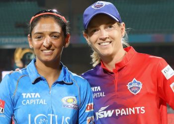 Delhi Capitals' skipper Meg Lanning with Mumbai's Harmanpreet Kaur (Image: Twitter)