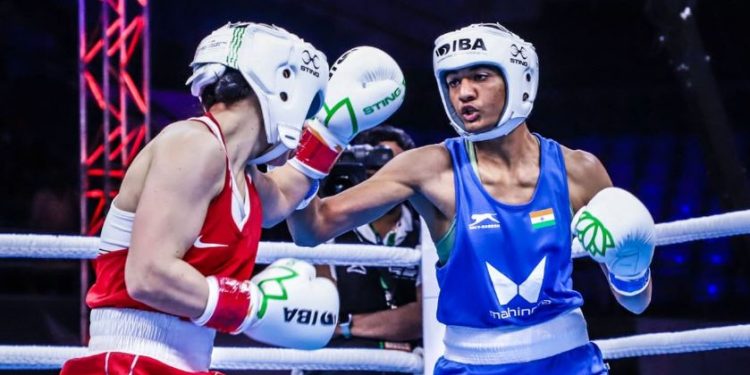 Nitu Ghanghas defeated Madoka Wada of Japan secured a semifinal berth at the IBA Women's World Boxing Championships (Image: Twitter)