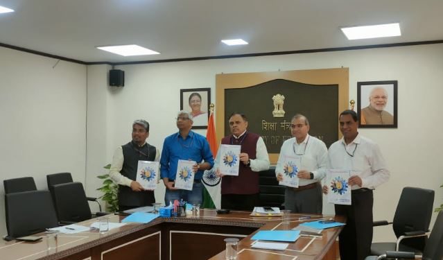 Approval Process Handbook 2023-24 released by Prof T G Sitharam, Chairman, AICTE (Image: AICTE_INDIA/Twitter)