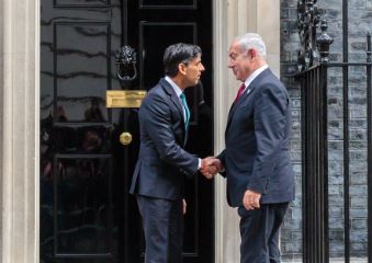 British PM Rishi Sunak welcomes Israeli PM Benjamin Netanyahu (Image: Twitter)