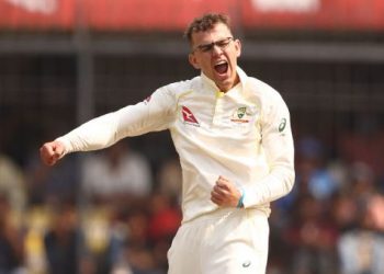 Todd Murphy celebrates in jubilation after taking Virat Kohli's wicket on day 1 of Indore Test (Image: ICC/Twitter)