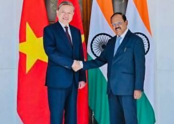 NSA Ajit Doval with Public Security Minister of Vietnam General Ph. To Lam (Image: airnewsalerts/Twitter)