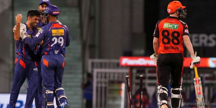 LSG celebrates Harry Brook's wicket in the match against SRH (Image: Twitter)