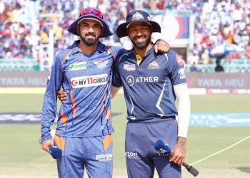 Hardik Pandya and KL Rahul during toss in IPL 2023 (Image: iplt20.com)