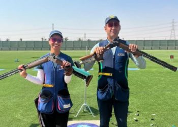 Indian duo of Mairaj Ahmad Khan and Ganemat Sekhon wins mixed gold at the ISSF Shotgun World Cup 2023 (Image: Media_SAI/Twitter)