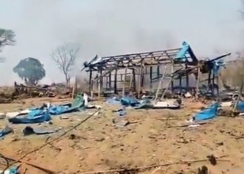 Myanmar Military's airstrike on Pazigyi village in Sagaing region killed 100 (Image: nslwin/Twitter)