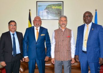 EAM S Jaishankar with Ugandian Foreign Minister Gen Jeje Odongo (Image: DrSJaishankar/Twitter)