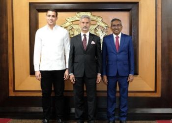 EAM S Jaishankar with Vice Minister of Dominican Republic José Julio Gómez (Image: DrSJaishankar/Twitter)