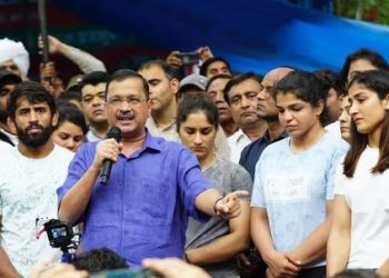 Delhi CM Arvind Kejriwal extends support to protesting wrestlers (Image: AAP/Twitter)