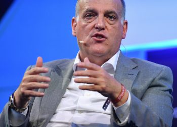 5 November 2019; Javier Tebas, President, La Liga, on SportsTrade stage during the opening day of Web Summit 2019 at the Altice Arena in Lisbon, Portugal. Photo by Piaras Ó Mídheach/Web Summit via Sportsfile