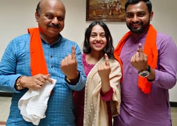 Basavaraj Bommai cast vote at Shiggaon in Haveri (Image: BSBommai/Twitter)