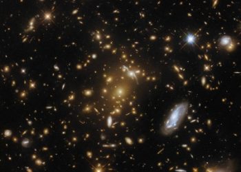 Hubble telescope images light-bending galaxy cluster