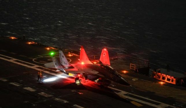 Indian Navy's MiG-29K lands on the deck of INS Vikrant