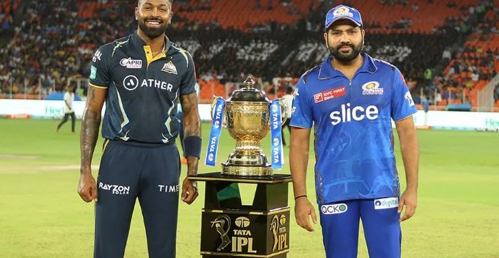 Hardik Pandya and Rohit Sharma at the toss of IPL 2023 Qualifier 2 between Gujarat Titans and Mumbai Indians (Image: iplt20.com)