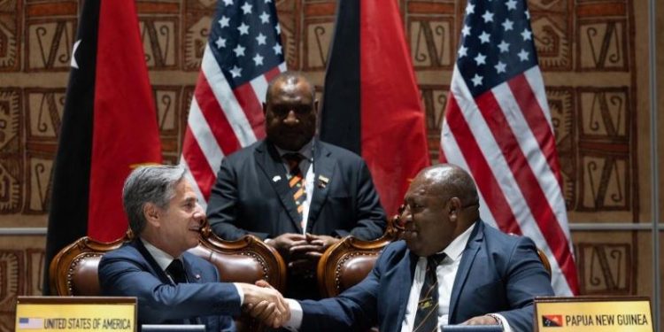 US Secretary of State Antony Blinken with Papua New Guinea PM James Marape (Image: SecBlinken/Twitter)