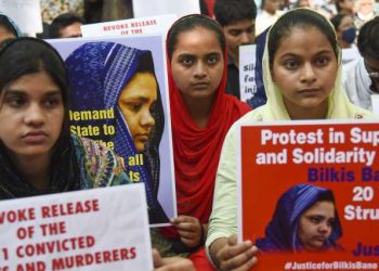 People protest against the convicts in Bilkis Bano case (File: PTI)