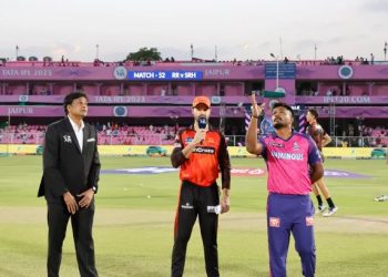 Sanju Samson and Aiden Markram during the toss of an IPL match between Rajasthan Royals and Sunrisers Hyderabad (Image: Sanju Samson and iplt20.com)