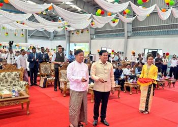 Union Minister Sarbananda Sonowal and Myanmar's Deputy Prime Minister Admiral Tin Aung San jointly inaugurate the Sittwe Port in Myanmar (Image: sarbanandsonwal/Twitter)