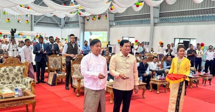 Union Minister Sarbananda Sonowal and Myanmar's Deputy Prime Minister Admiral Tin Aung San jointly inaugurate the Sittwe Port in Myanmar (Image: sarbanandsonwal/Twitter)